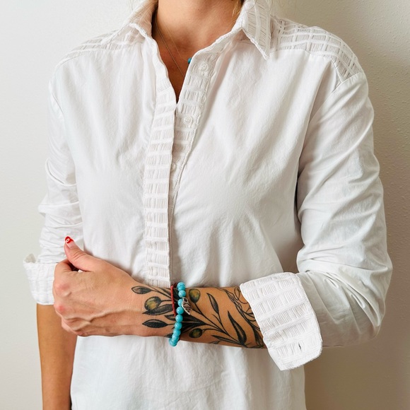 Elliatt white collared shirt dress mini poplin drop waist - Picture 4 of 8